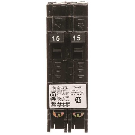 SIEMENS Circuit Breaker, QT Series 15A, 1 Pole, 120V AC Q1515U
